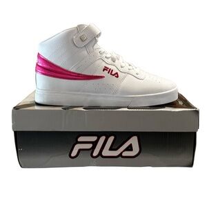 Fila Women's White and Pink High-Top Sneakers